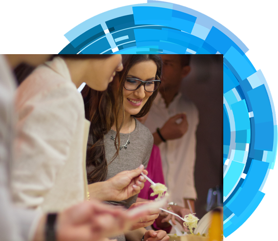 Guests enjoying food at buffet